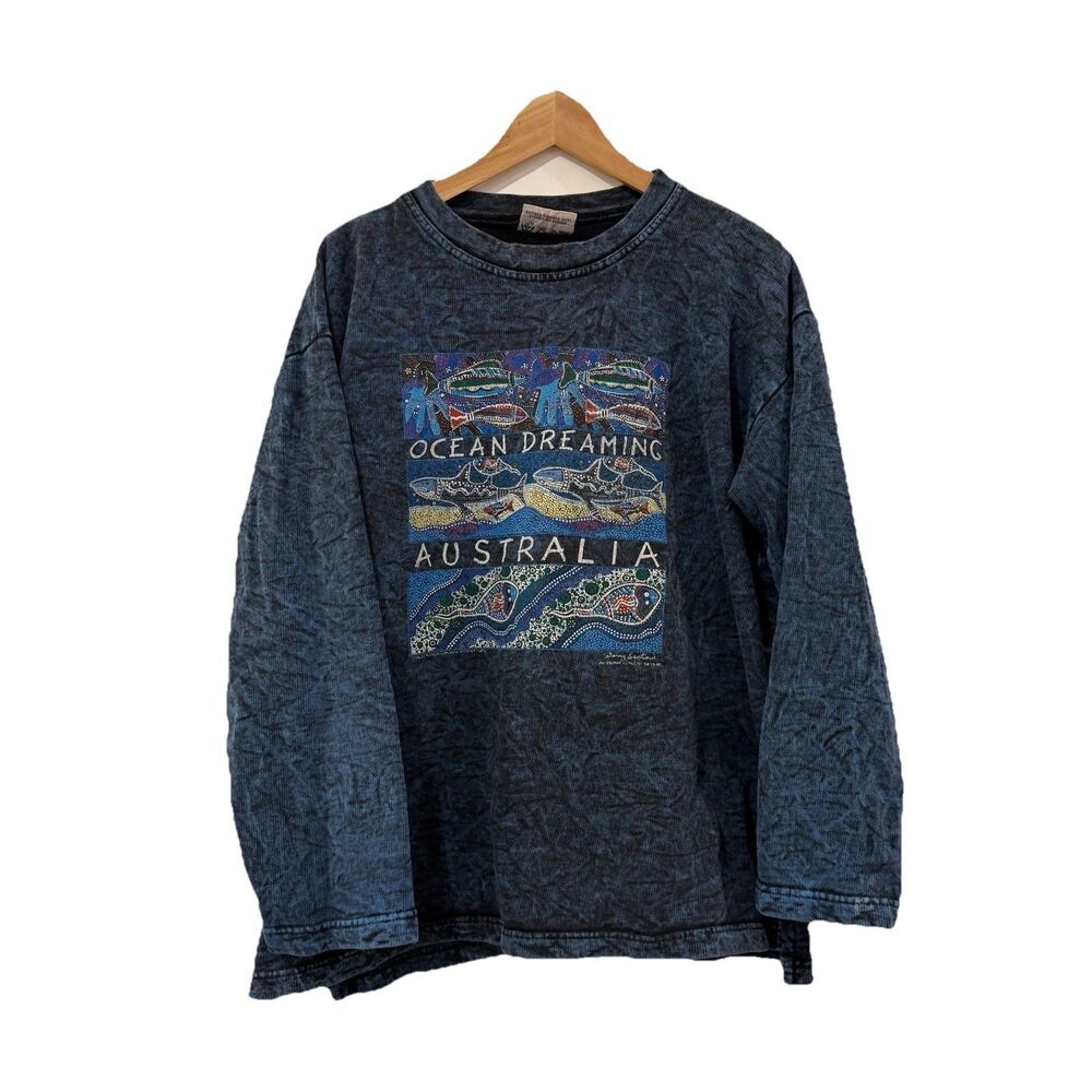 Gooses Australia Danny Eastwood Sweatshirt M Tie Dye Blue Graphic Aboriginal Art